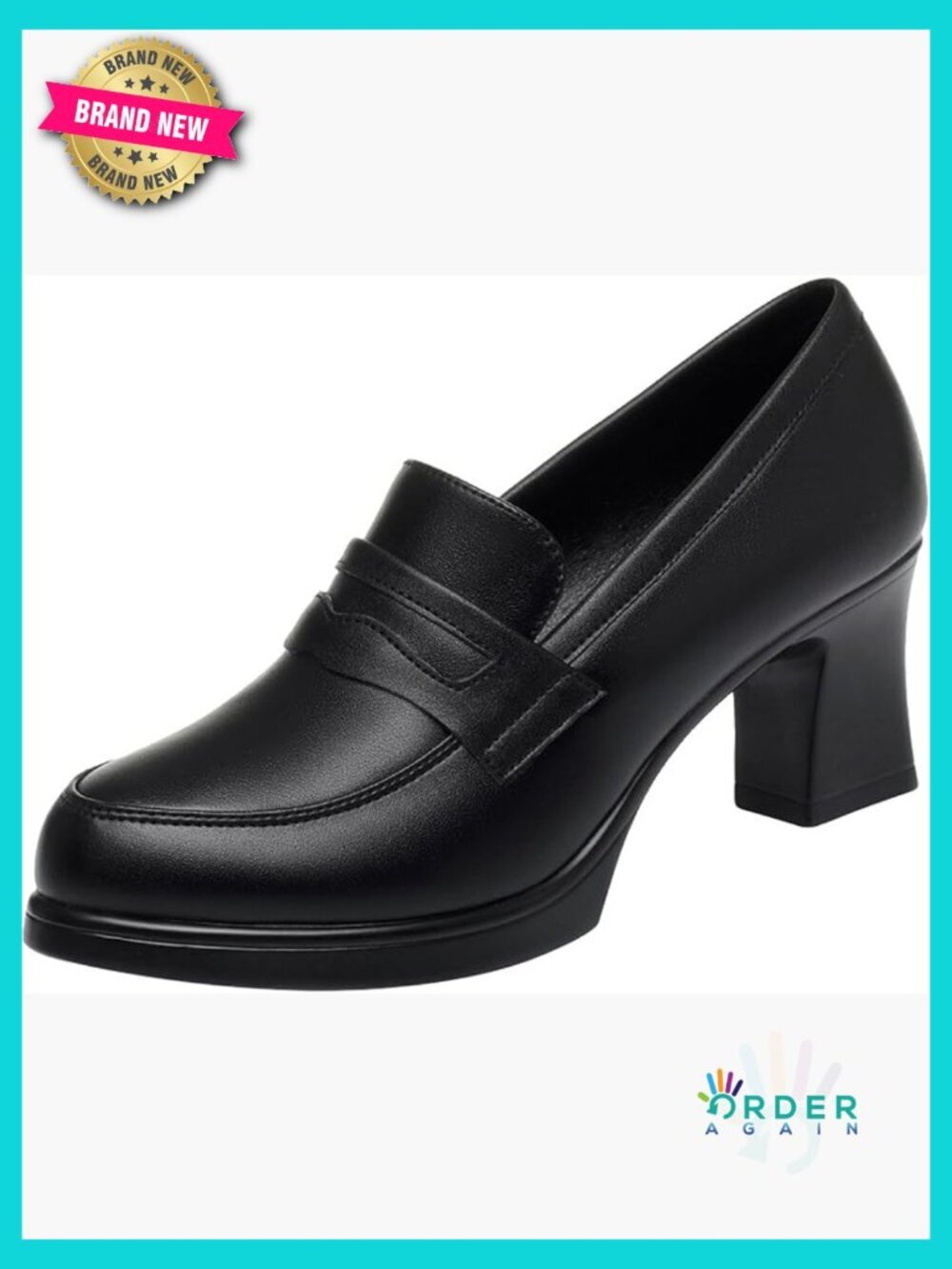 Chunky Heel Loafer Pumps Slip On Mid Heel Penny Loafers Office Work Business